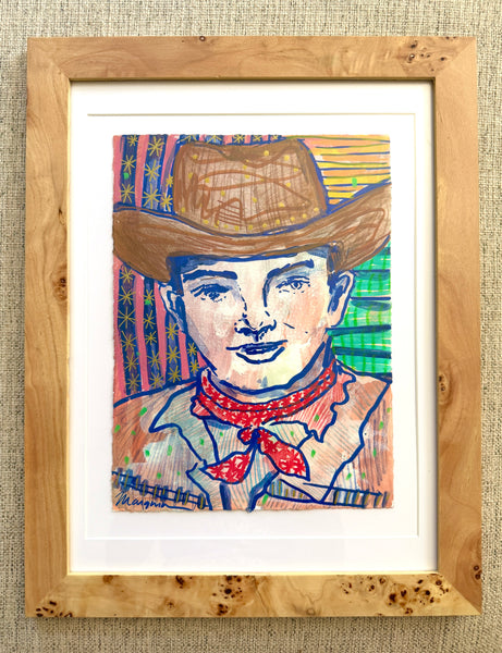 Cowboy Mixed Media Painting, Five