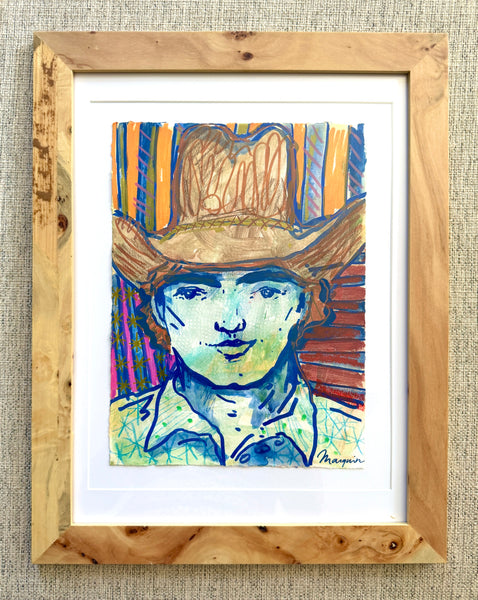 Cowboy Mixed Media Painting, Four