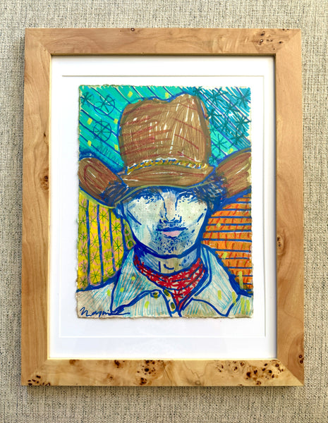 Cowboy Mixed Media Painting, One